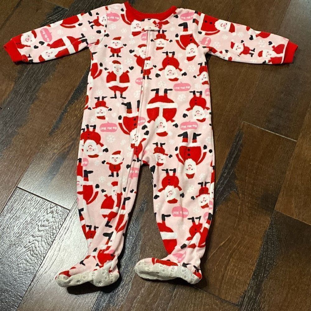 Carters Santa pajamas sleeper one piece with‎ feet 18 months fleece girls